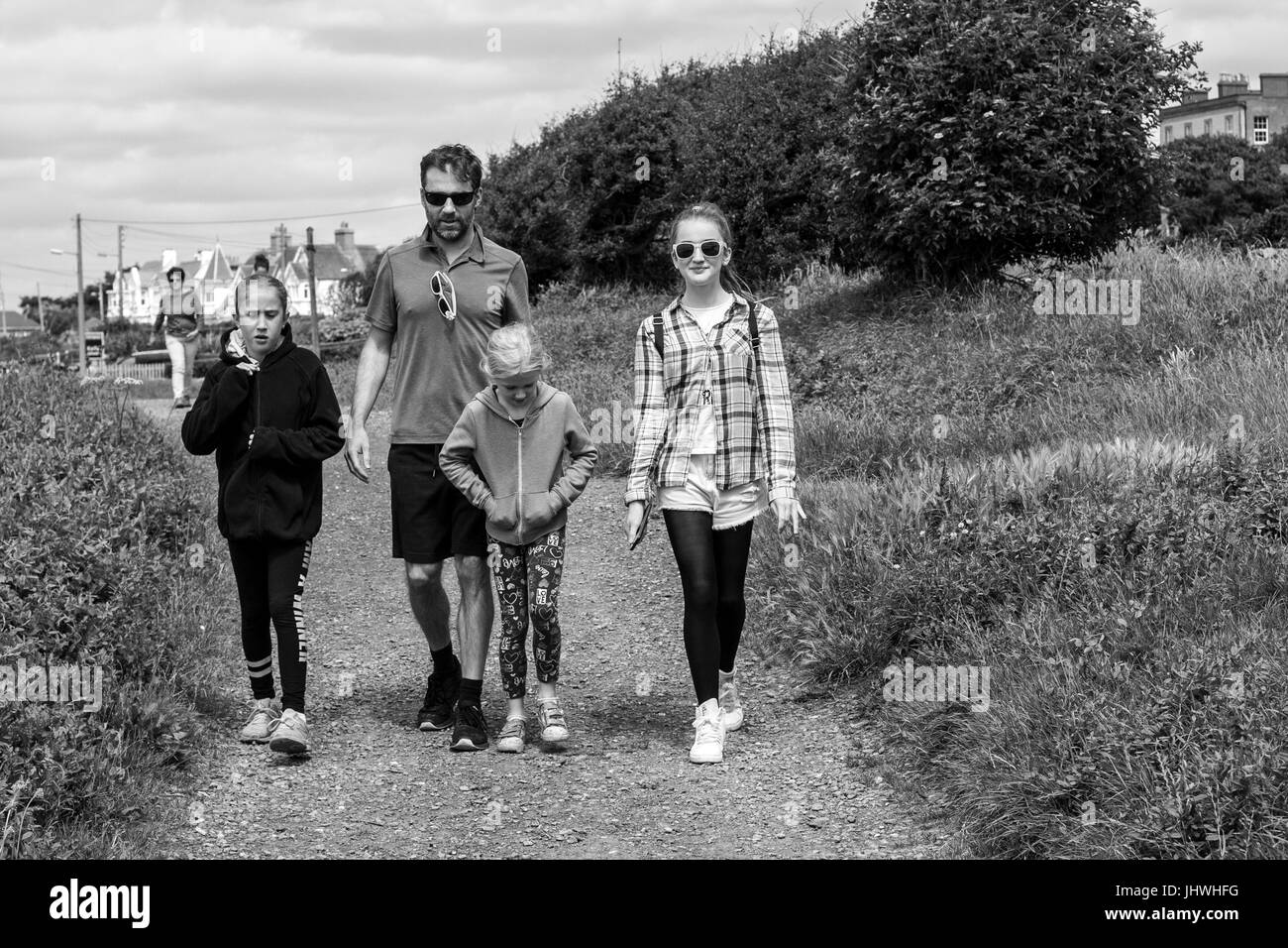 Family fun day out, hill walk, healthy living wellbeing Dublin, Ireland Stock Photo