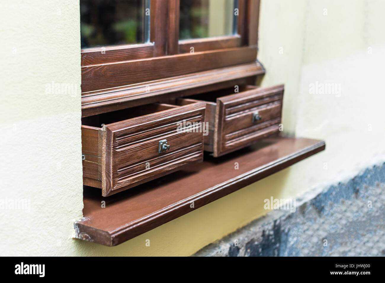 Window decorated with drawers Stock Photo - Alamy