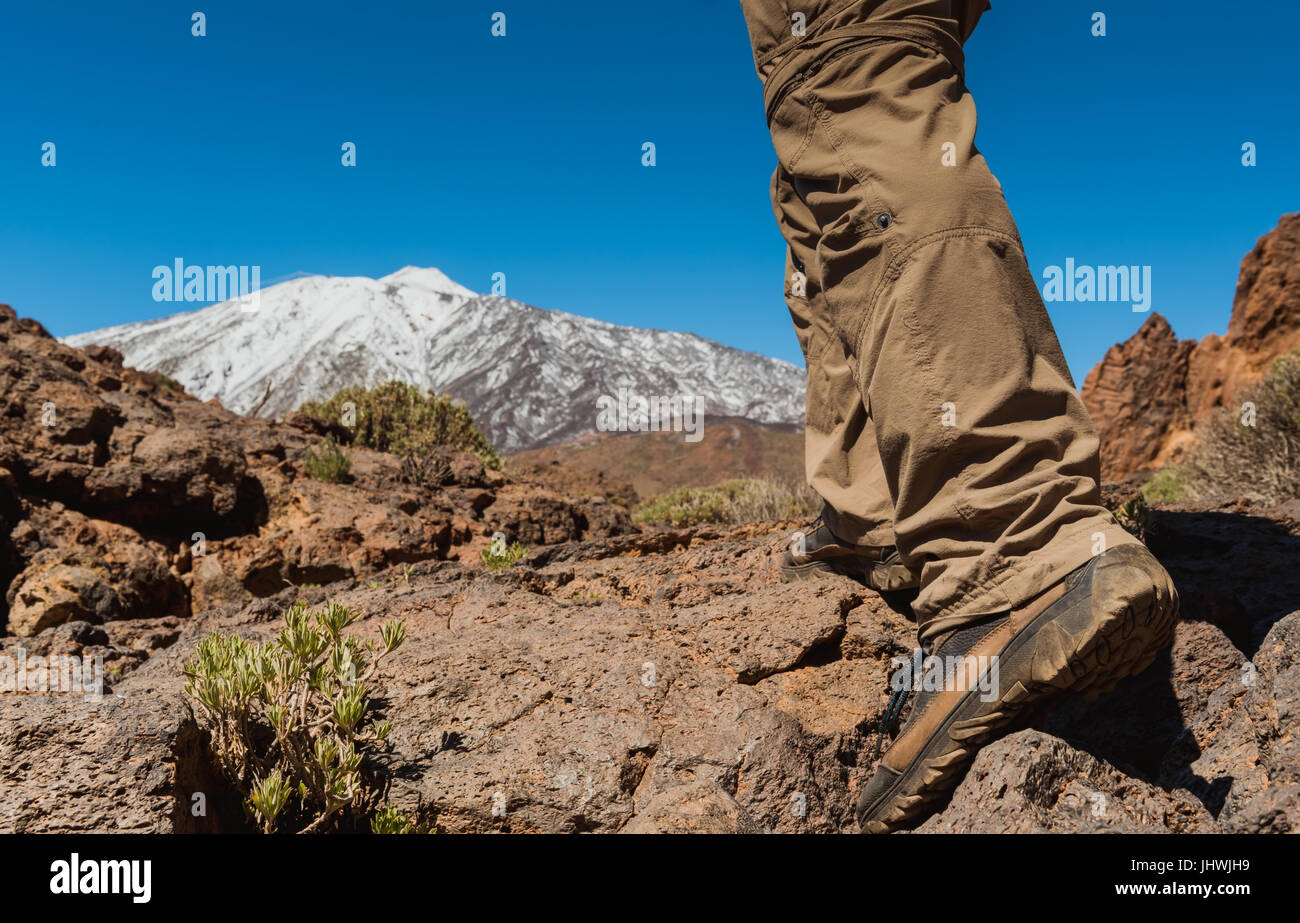 sportsman way to top of mountain Stock Photo
