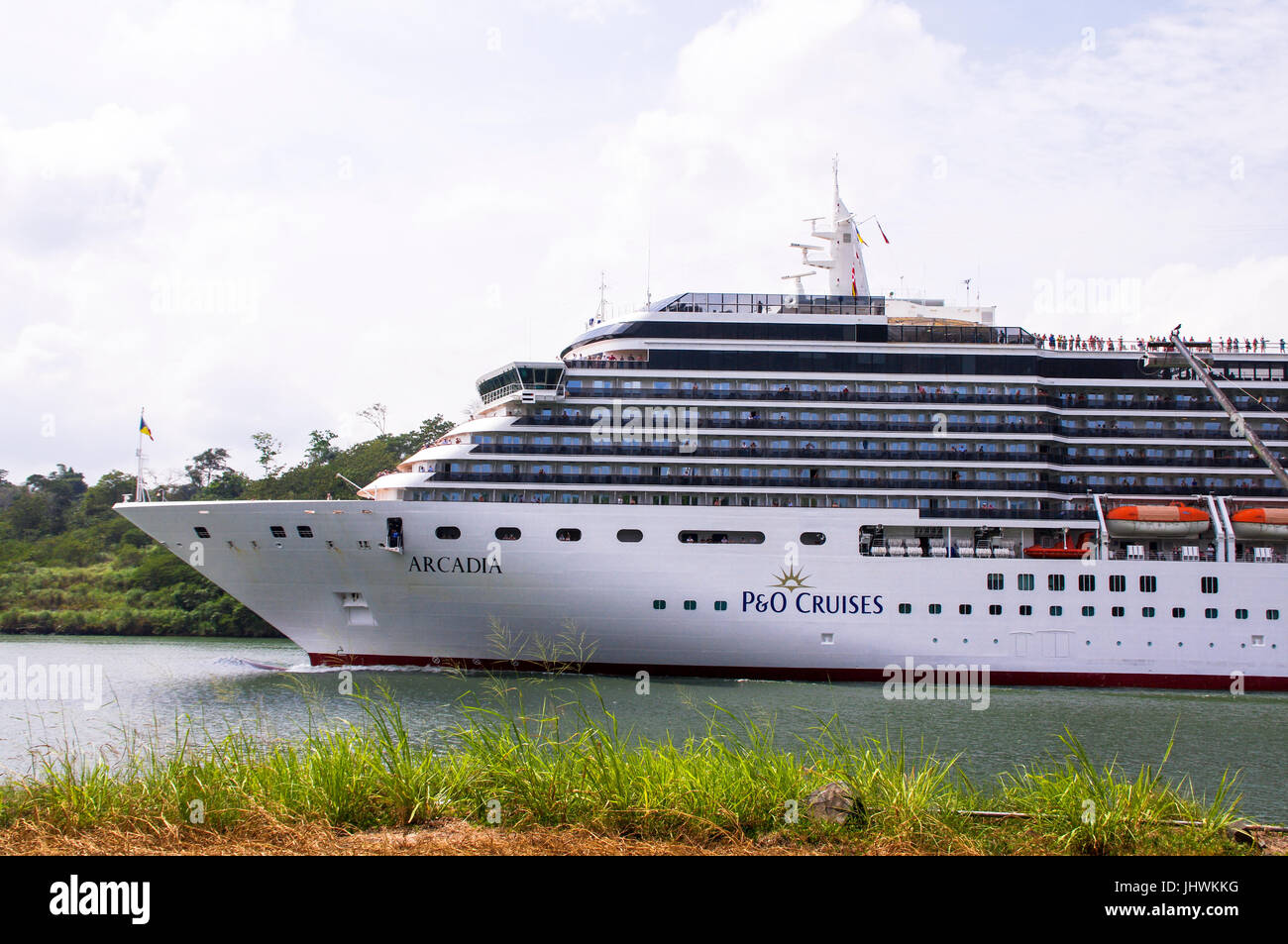 The Arcadia Cruise ship in the Panama Canal Stock Photo Alamy