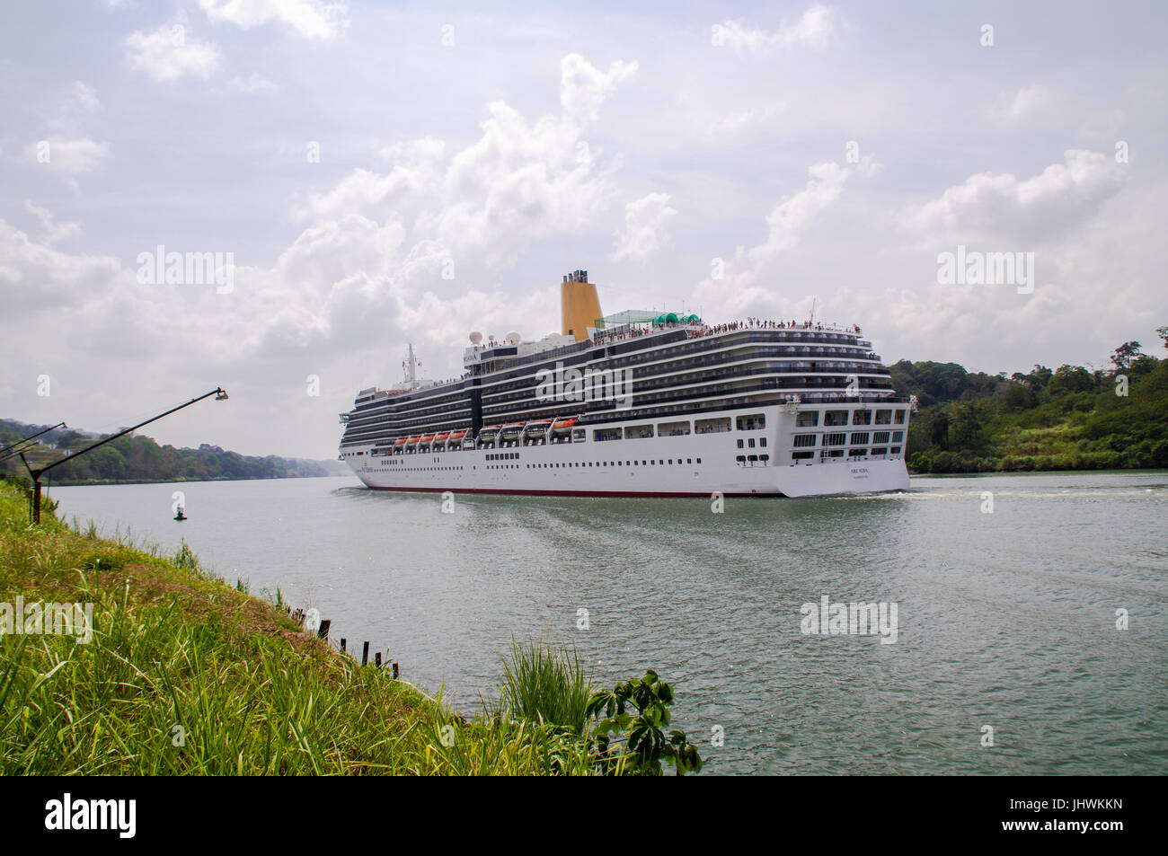 The Arcadia Cruise ship in the Panama Canal Stock Photo - Alamy