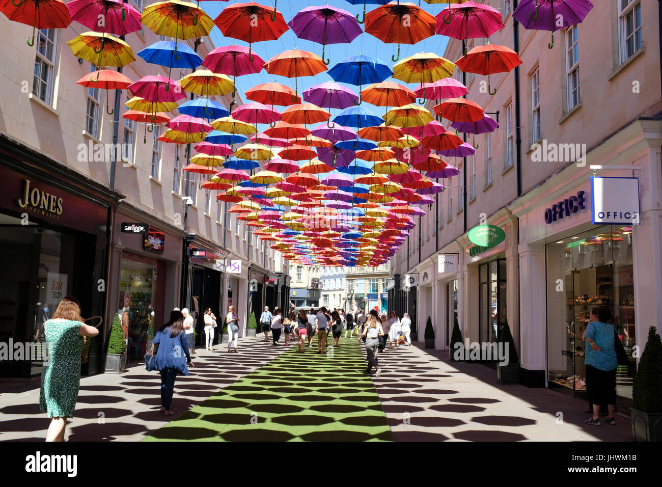 Umbrellas shading a street in Bath, England Stock Photo Alamy