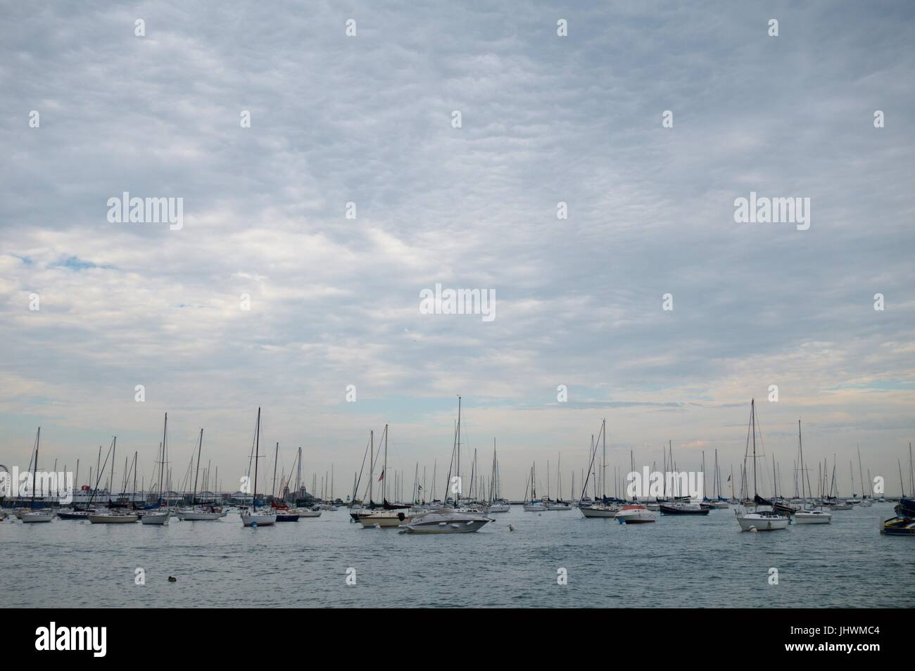 Boats on the water at the Chicago Harbors on lake Michigan, Chicago, IL, USA. Stock Photo