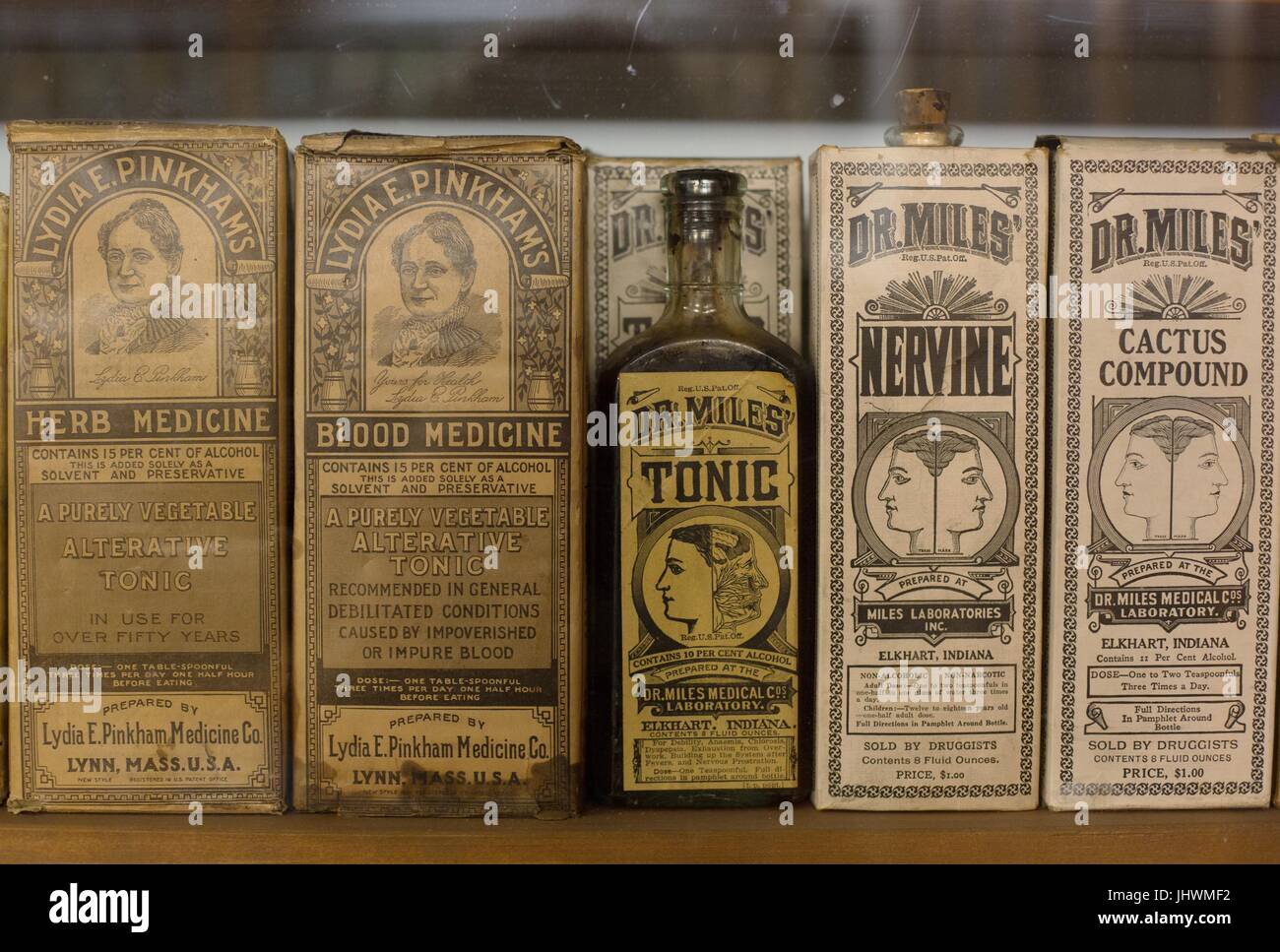 A display of old fashioned medical tonics at the International Museum