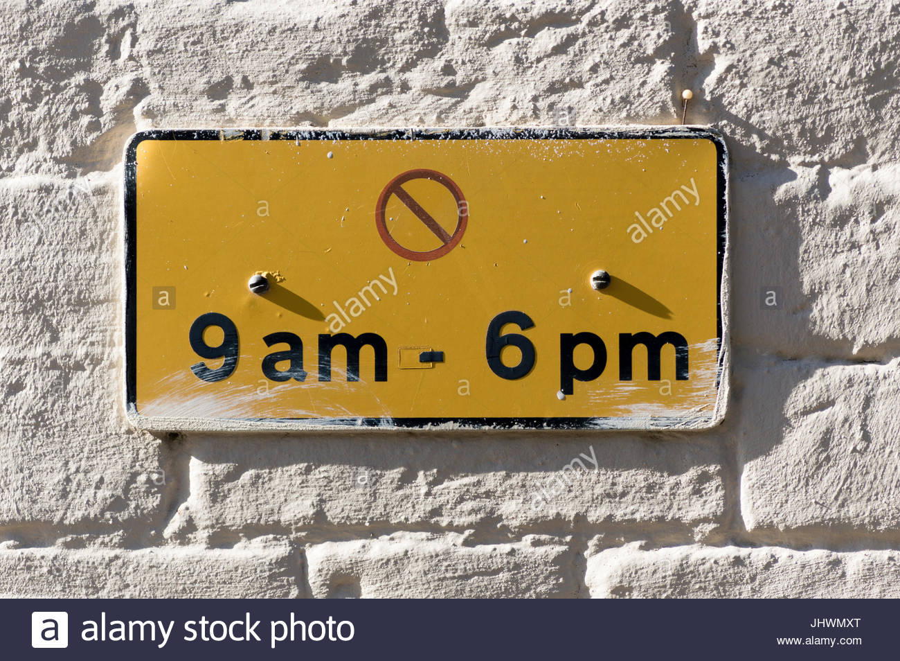 Wall plaque with designated 9am to 6 pm no waiting times, Blandford