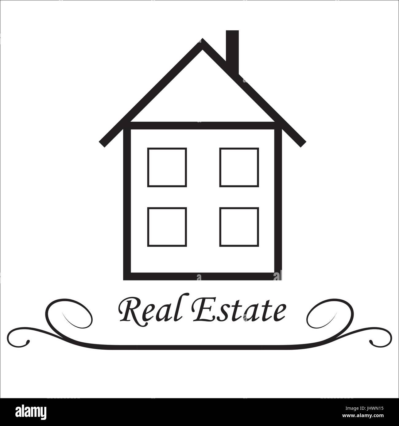 Real Estate Vector icon, black and white Stock Vector Image & Art - Alamy