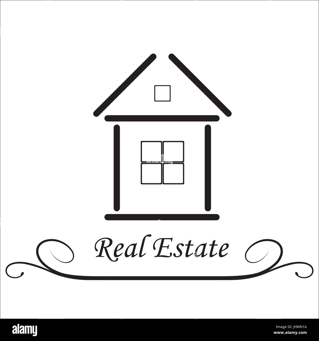 Real Estate Vector icon, black and white Stock Vector Image & Art - Alamy