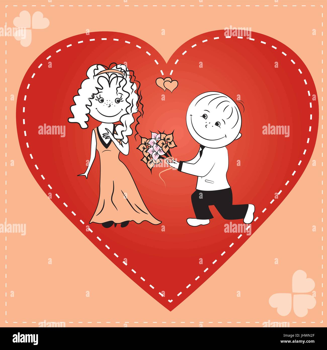 loving couple in heart, vectot illustration Stock Vector Image & Art ...