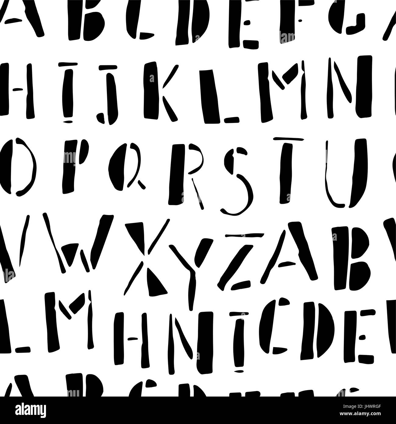Hand-drawn Doodles Alphabet Seamless Pattern Stock Vector
