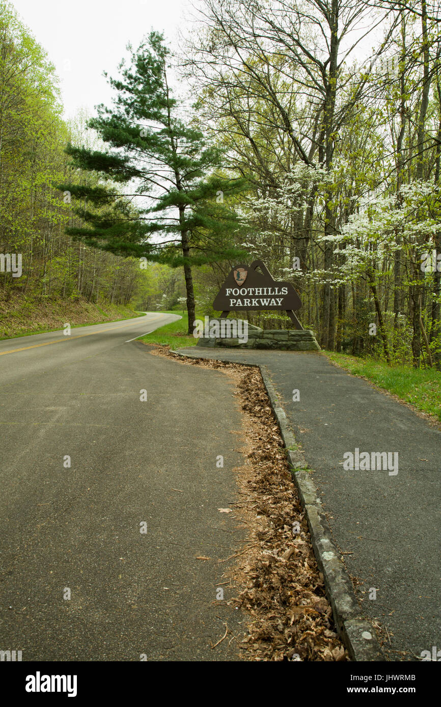 Sign on the Foothills Parkway in East Tennessee Stock Photo Alamy
