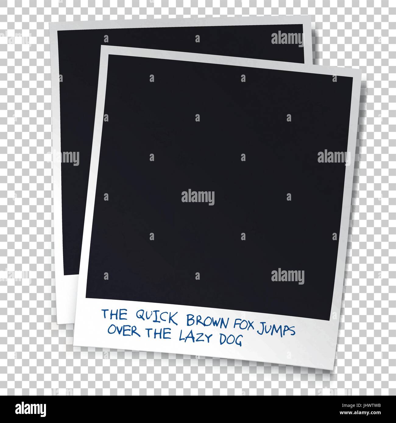 Realistic photoframe design template. Include handwritten alphabet letters for captions Stock Vector