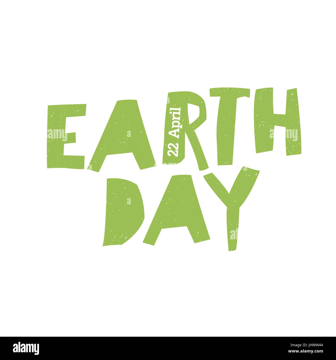 Earth Day Logo. 22 April text. Grunge texture in separate layer. Stock Vector