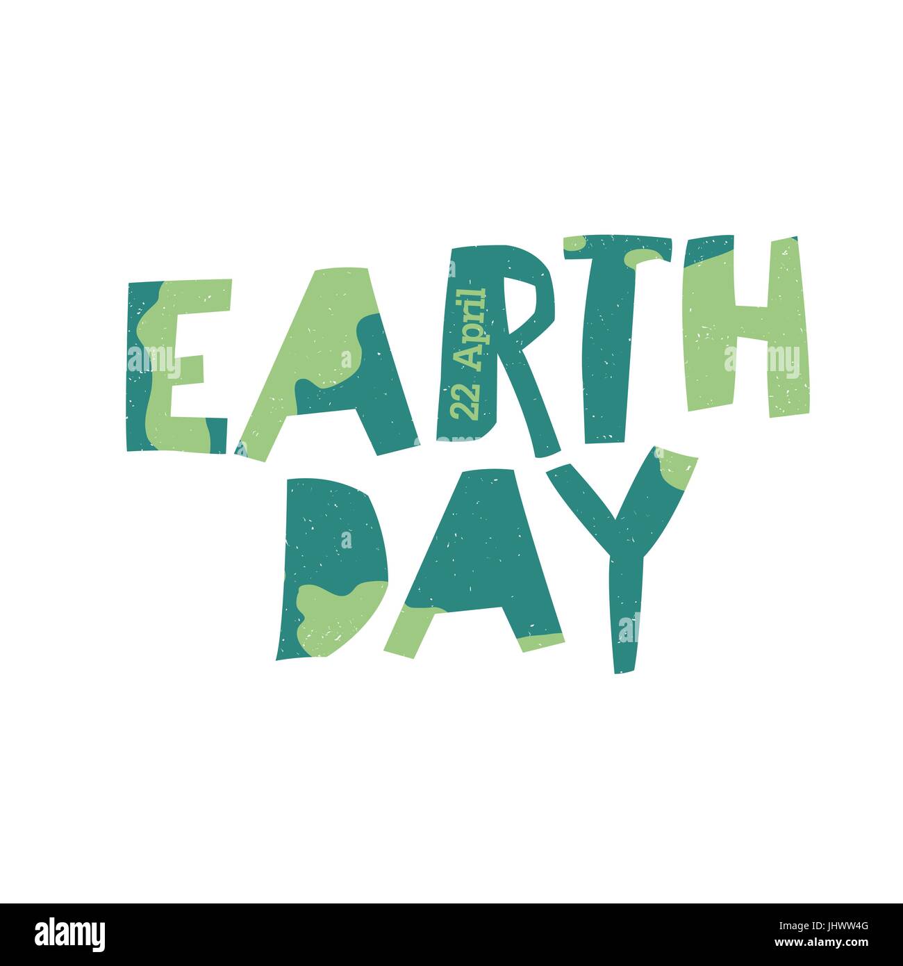 Earth Day Logo. 22 April text. Grunge texture in separate layer. Stock Vector