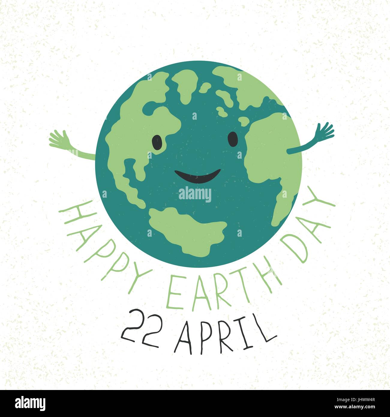 Earth Day Illustration Earth Smiling And Reveals A Hug Grunge
