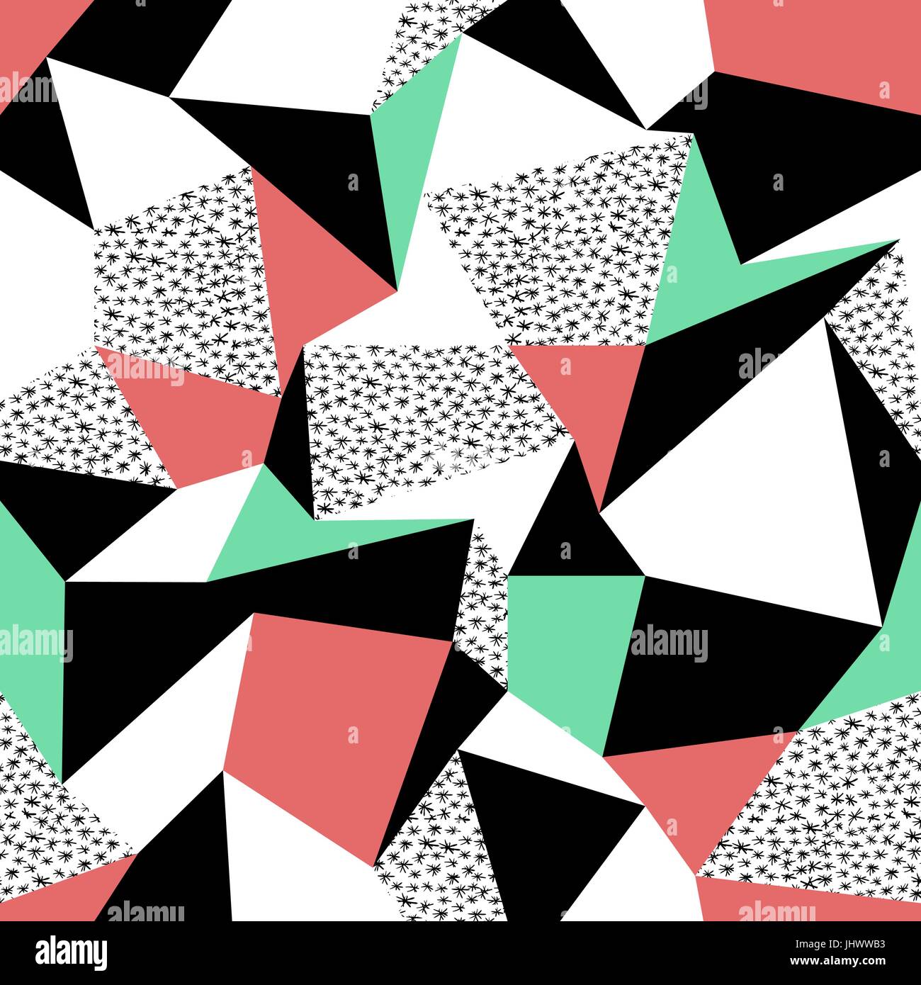 Pink and green triangles pattern design. Seamless print in retro style ...