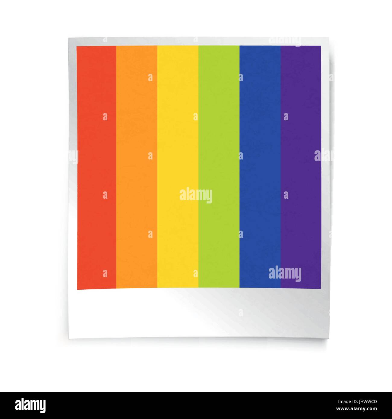 Instant blank photo template with rainbow picture. Empty photo frame template. Retro vintage