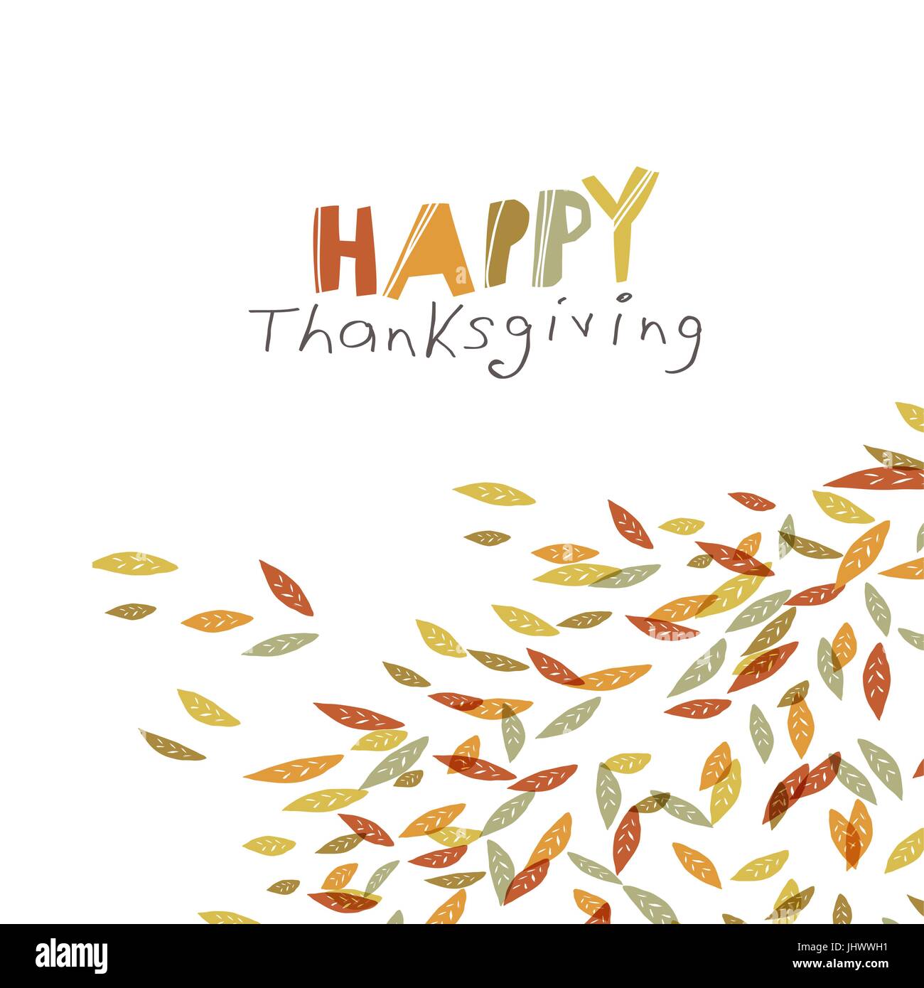 Happy Thanksgiving greeting card design. Logo and fallen trees. Autumn ...