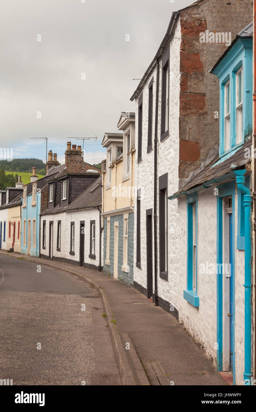 Side street of terraced houses, Moffat, Scotland, Dumfries and Galloway
