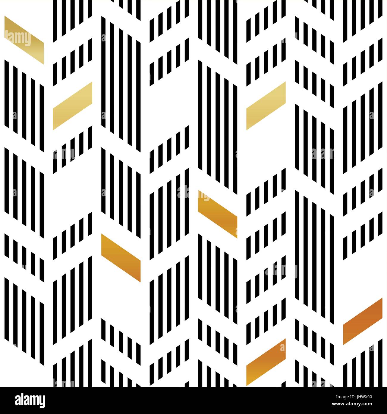 Seamless Gold and Black Chevron Pattern. Art Deco Abstract Background