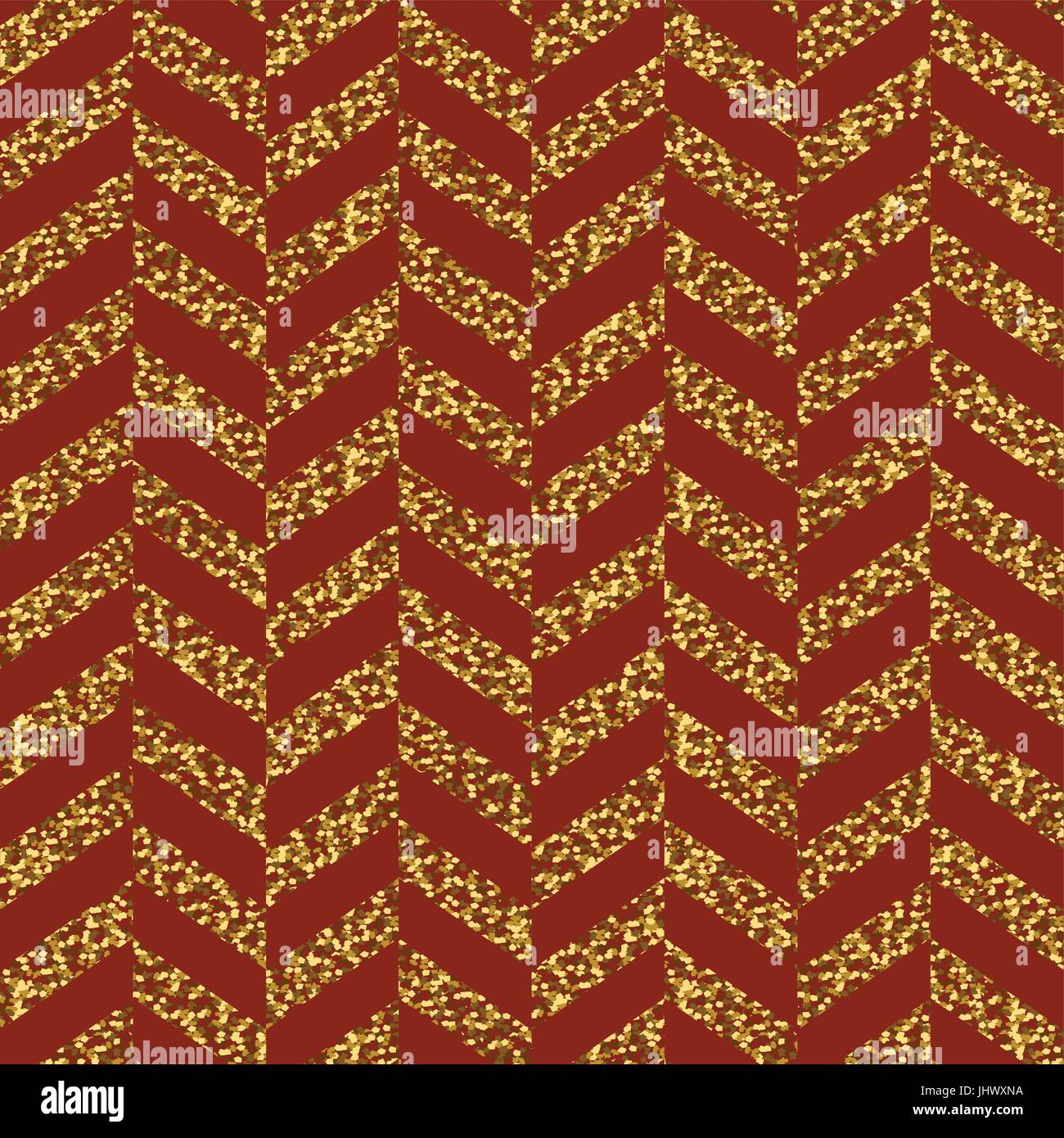 Christmas Seamless chevron pattern. Red and gold. Glittering golden surface.  Template for Greeting Scrapbooking, Congratulations, Invitations, Packag Stock Vector
