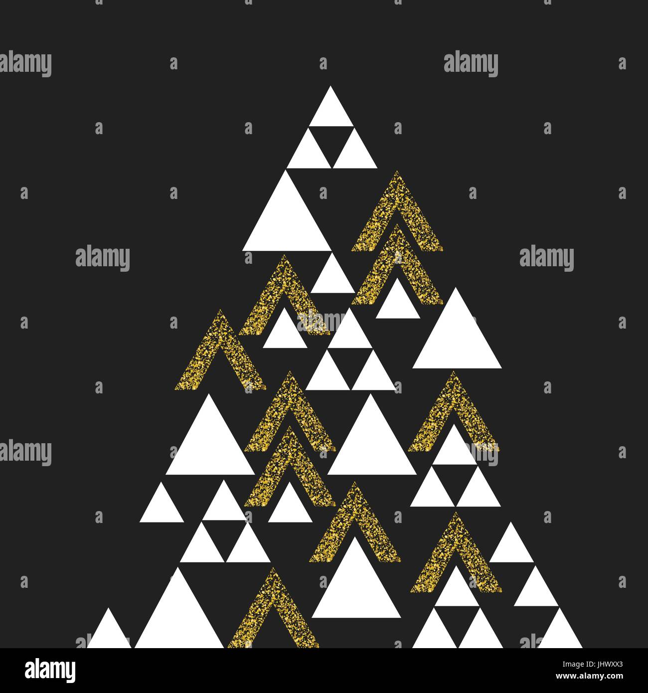 Gold geometric Christmas tree symbol. Isolated on white. Vector ...