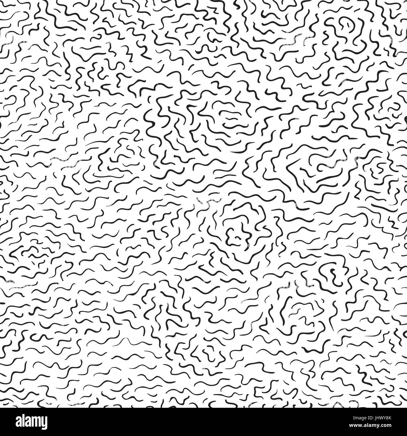Seamless abstract vector pattern with hand drawn white curved lines