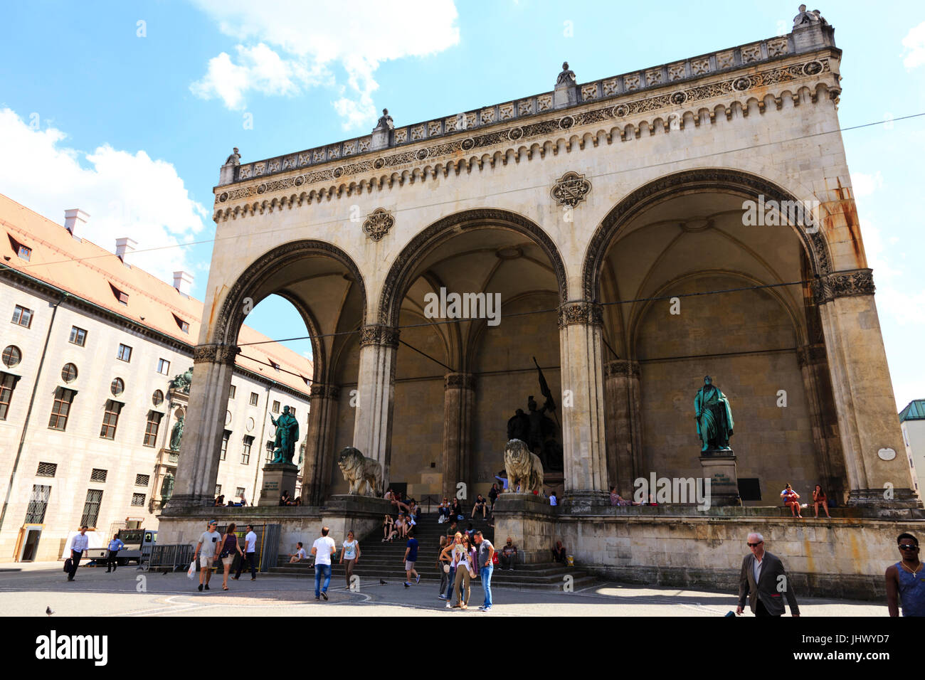 The Feldherrnhalle, scene of the Beer Hall Putsch, Odeonplatz, Munich, Bavaria, Germany Stock Photo