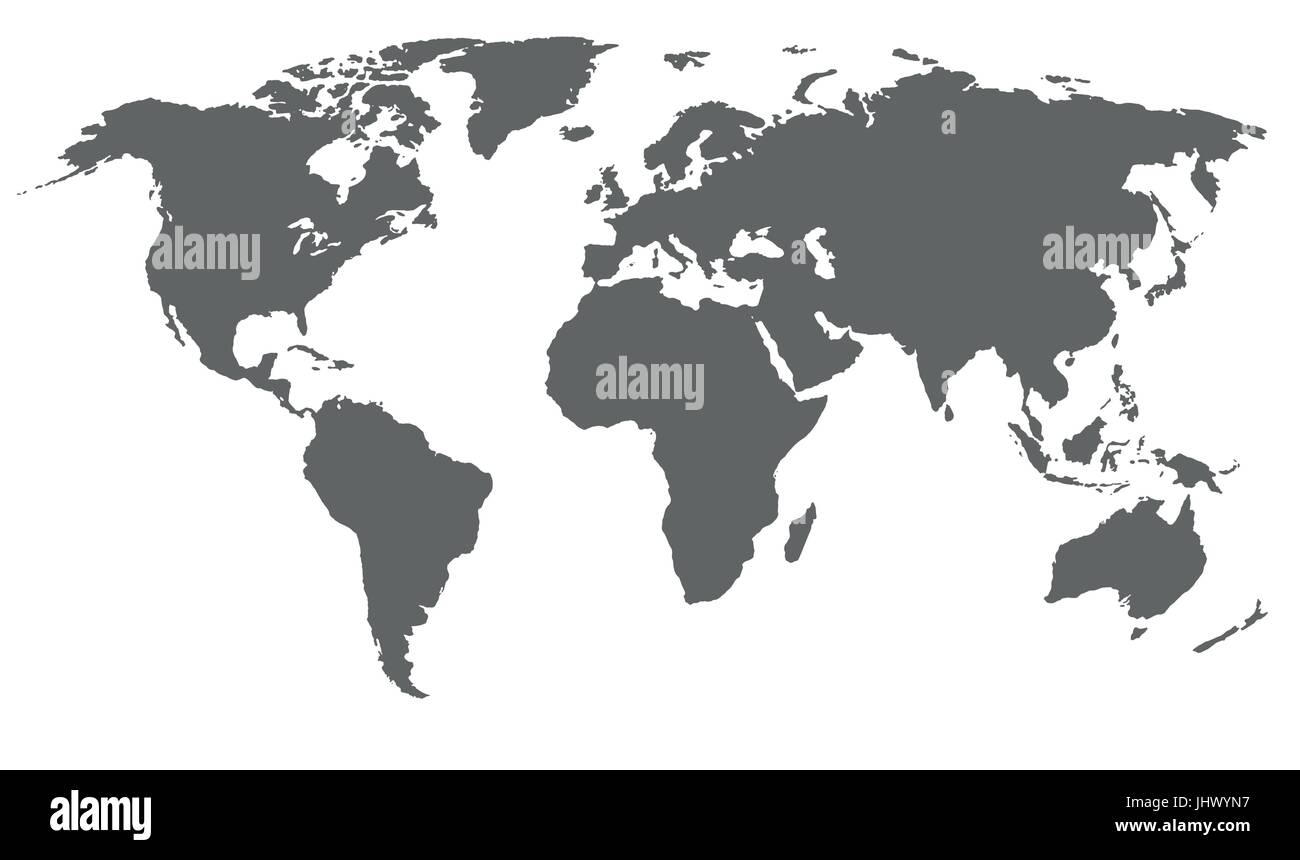 World map vector illustration. Grey color, isolated on white Stock ...