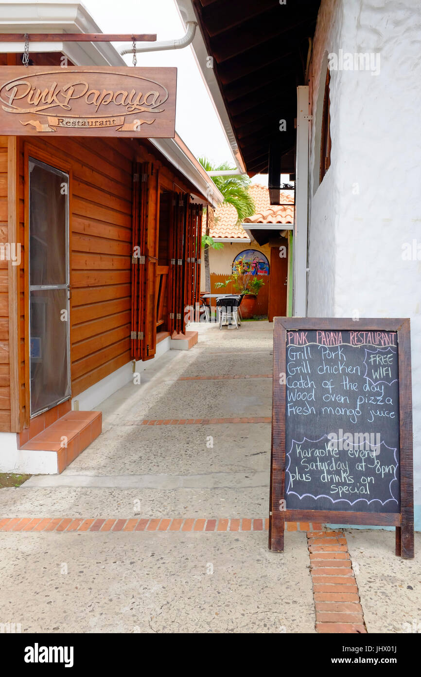 Restaurant Menu on display at Pointe Seraphine Shopping Mall, Castries
