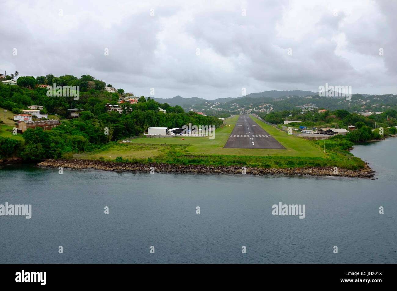 The runway of F. L. Charles Airport, St Lucia, Caribbean, West Indies Stock Photo Alamy
