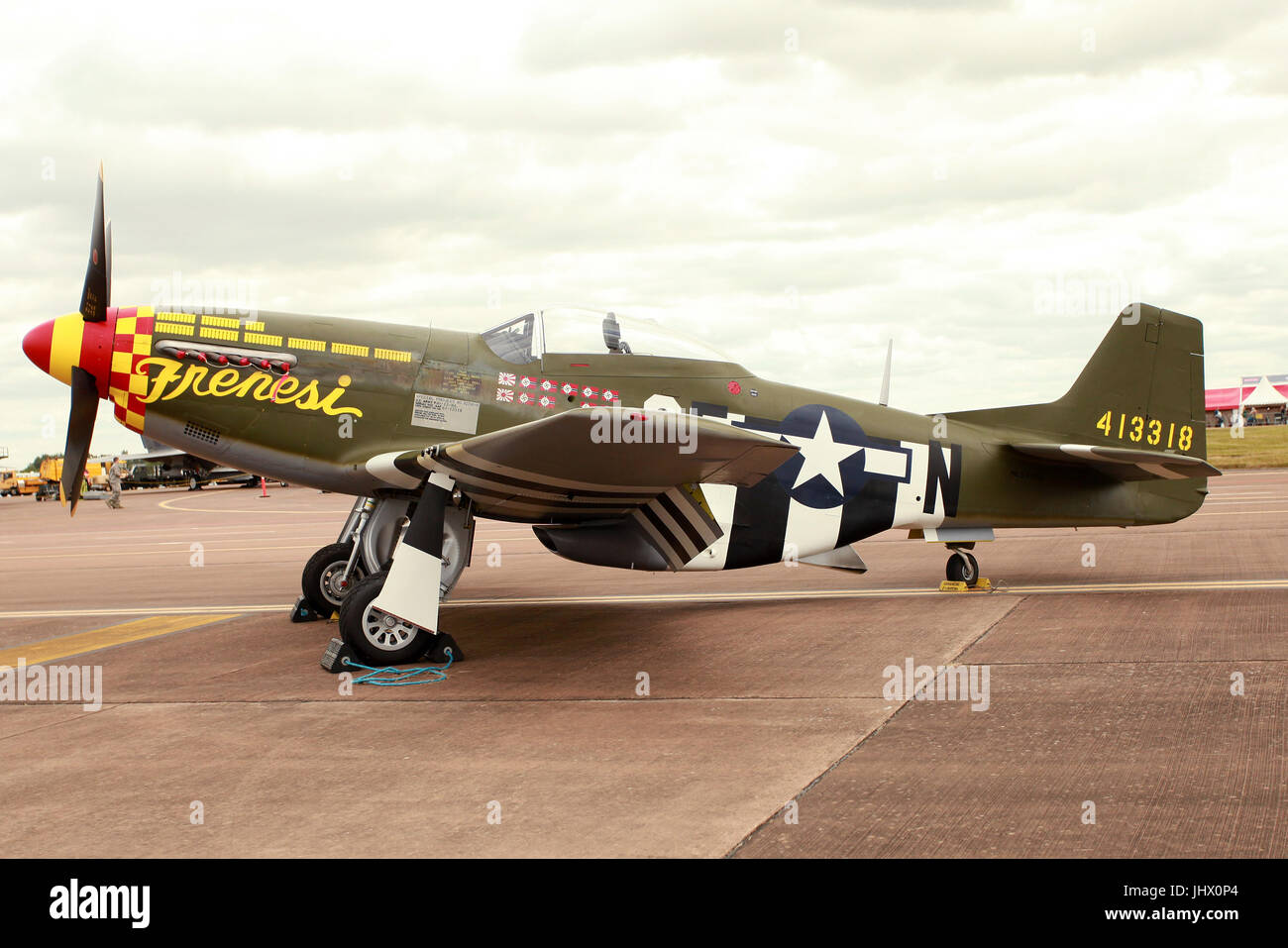 p51 mustang with D-Day identification markings Stock Photo