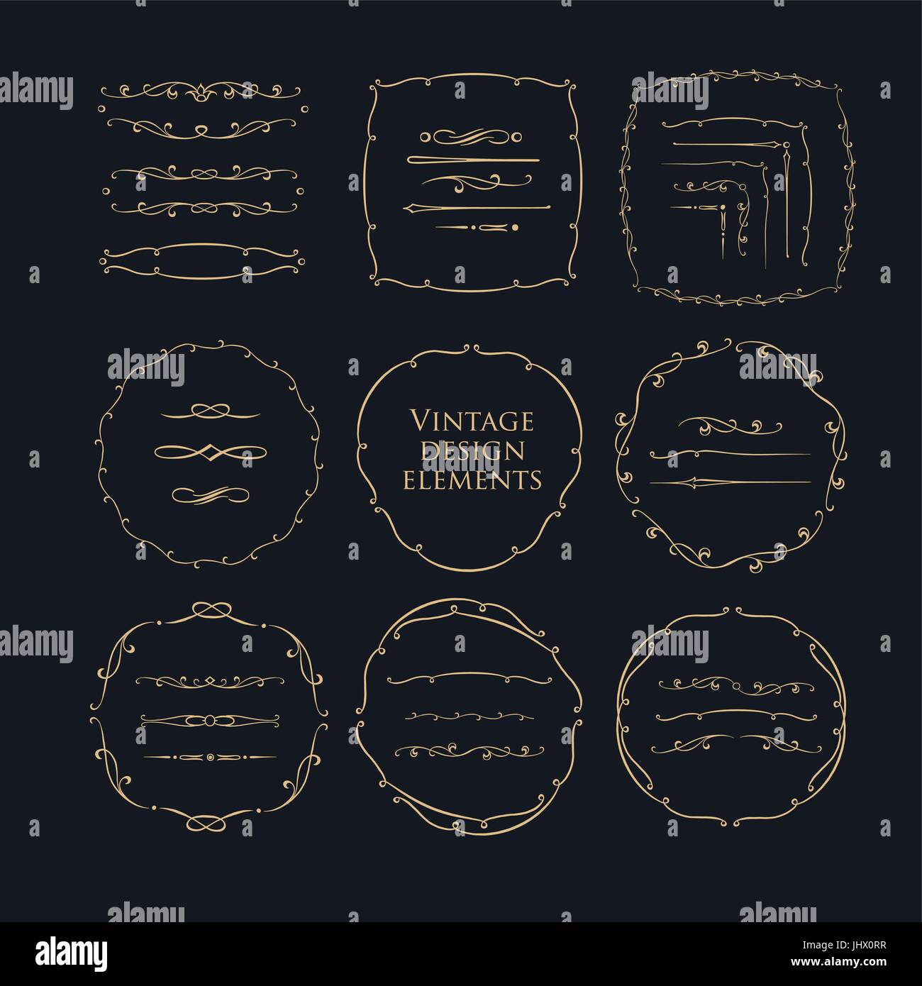 Gold circle set vector vectors hi-res stock photography and images - Alamy