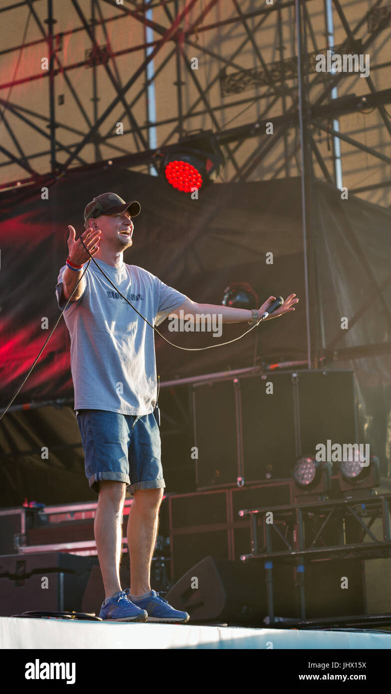 KIEV, UKRAINE JUNE 29, 2017 Popular Ukrainian rock band BoomBox and its frontman and vocalist