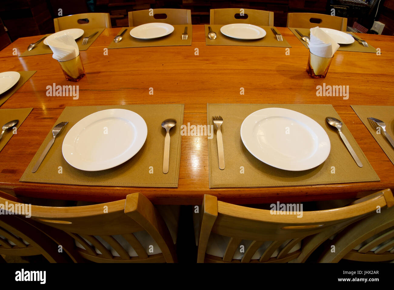 fisheye photo of restaurant dining table setting Stock Photo Alamy