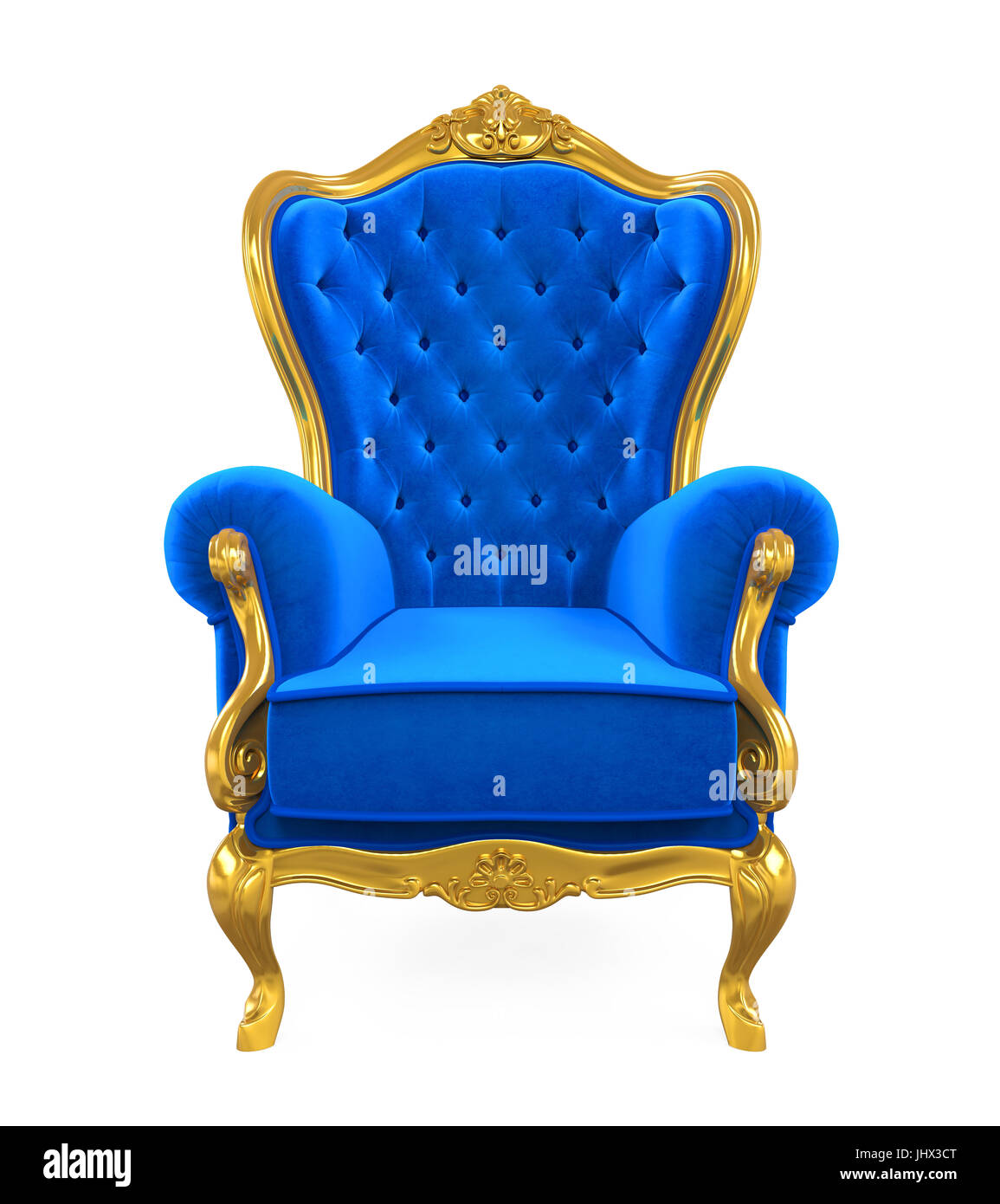 Blue Throne Chair Isolated Stock Photo