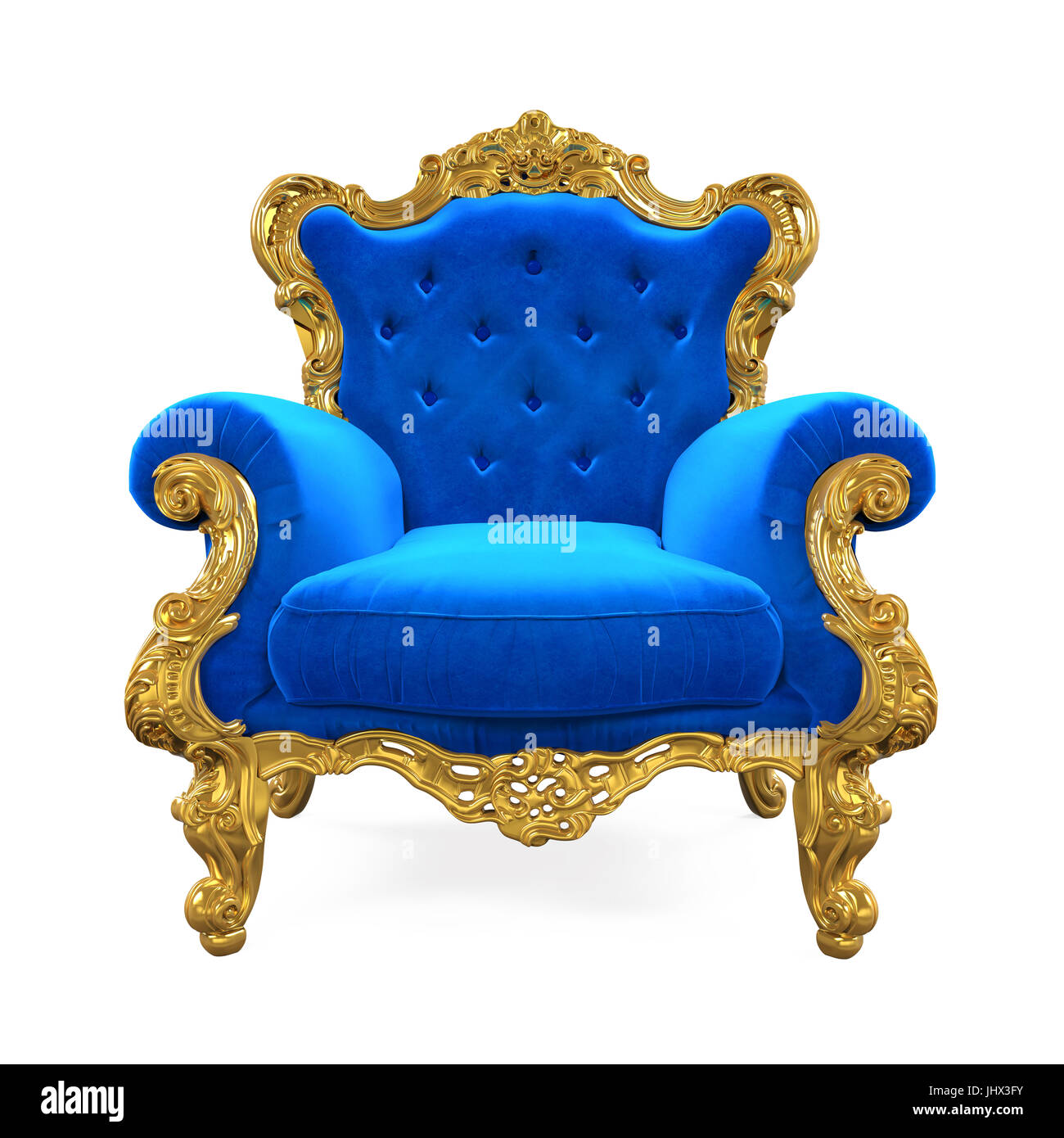 Blue Throne Chair Isolated Stock Photo