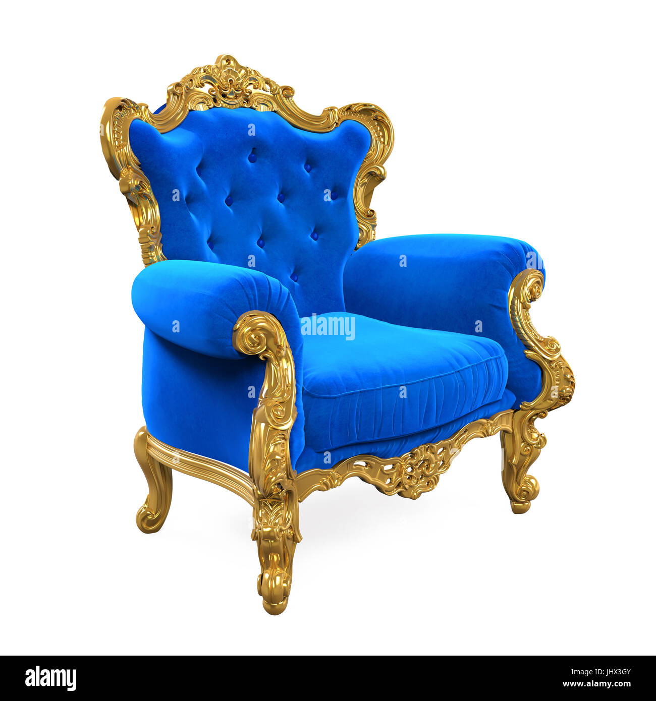 Blue Throne Chair Isolated Stock Photo