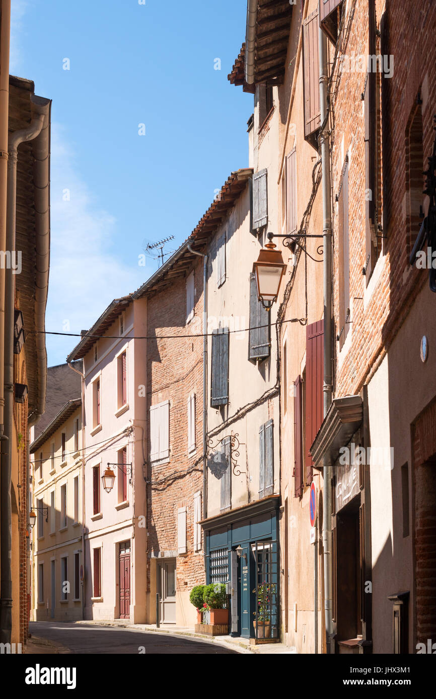 Rue de la Souque, a narrow street in Albi old town, France Stock Photo