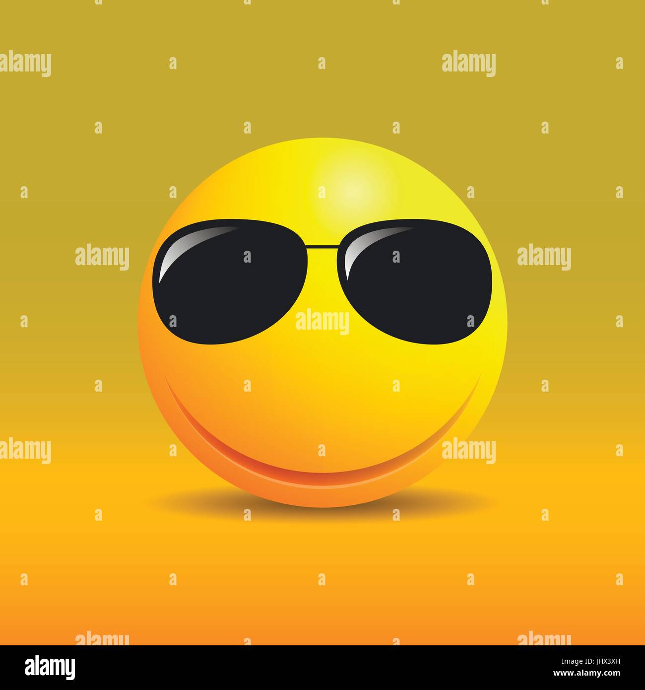 Cute smiling emoticon in sunglasses Stock Vector