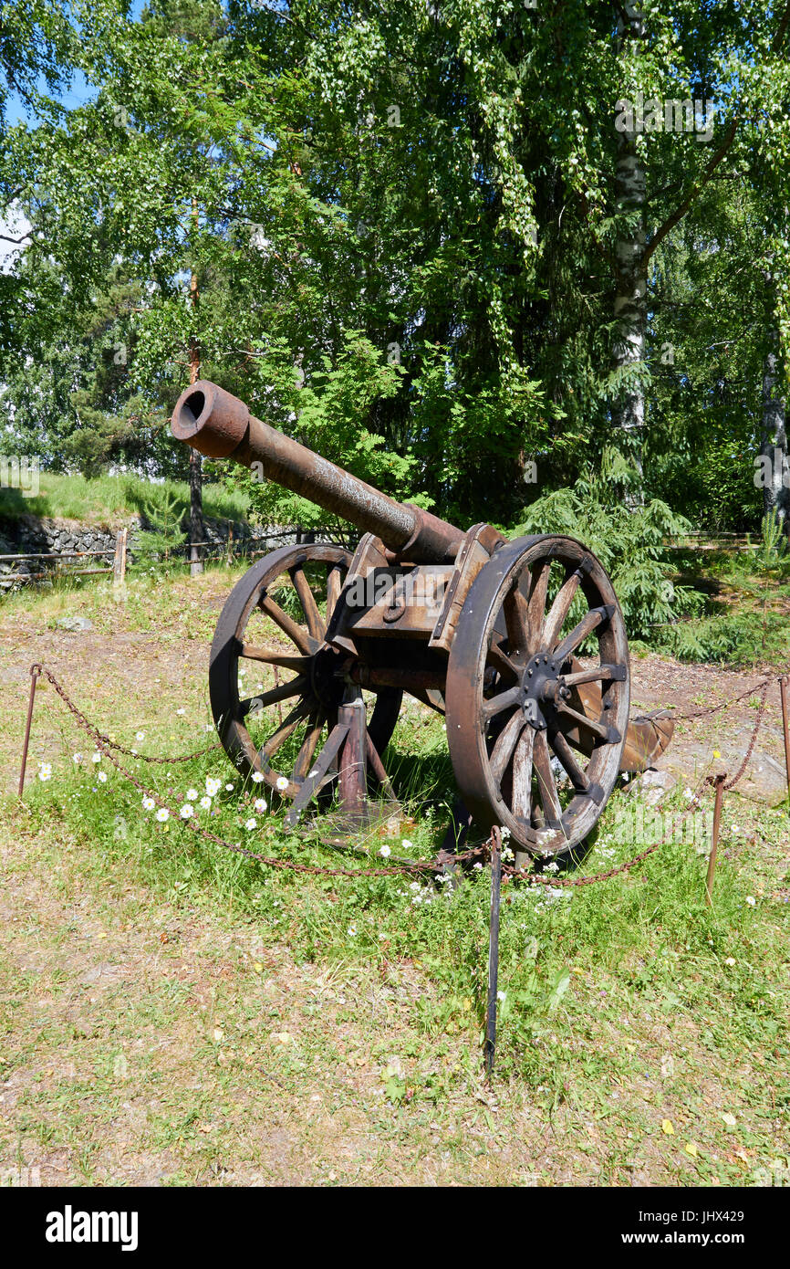 memorial cannon at Kärnäkoski fortress, Savitaipale Finland Stock Photo