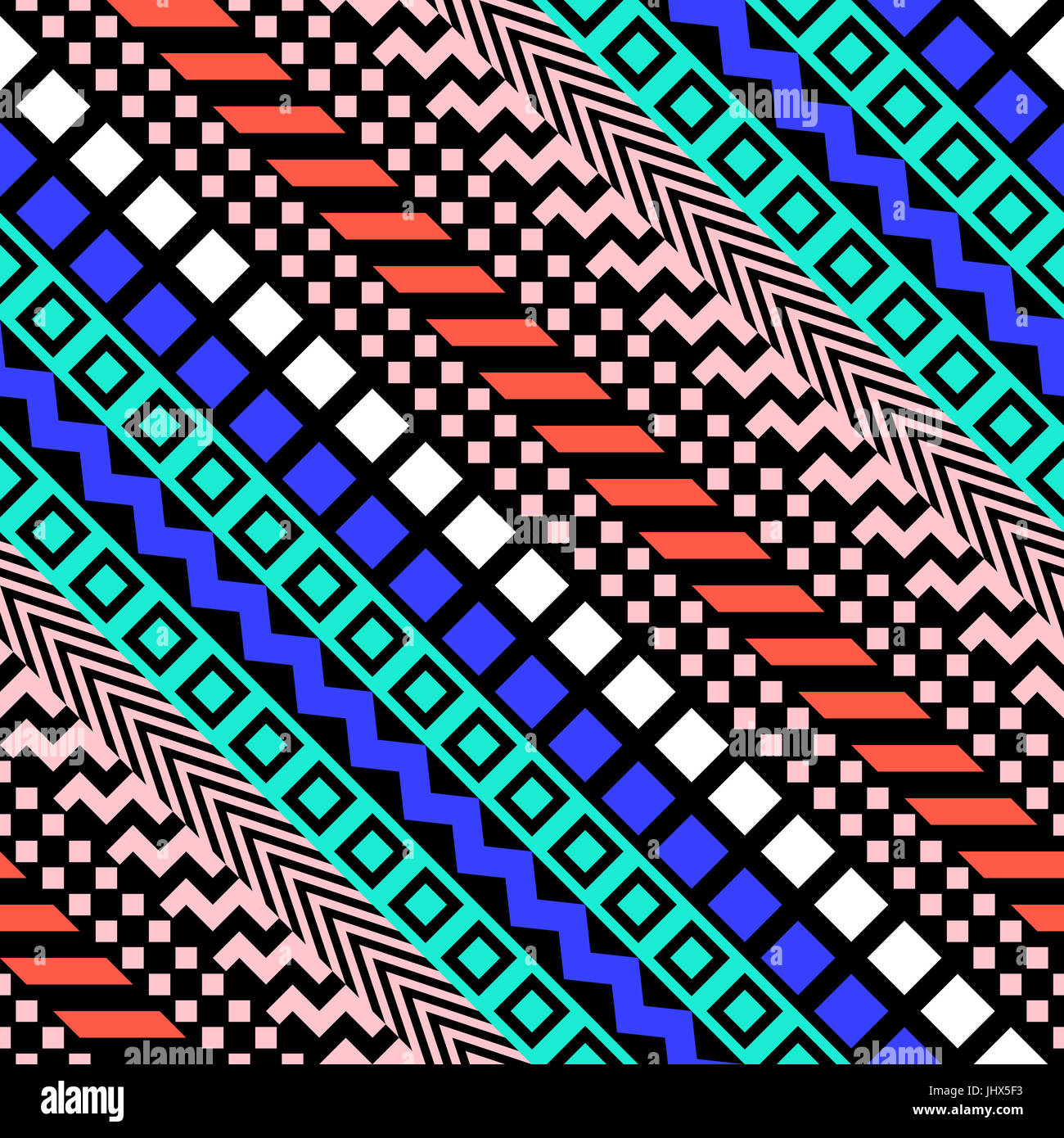 Retro color tribal seamless pattern. Fancy abstract geometric art print ...
