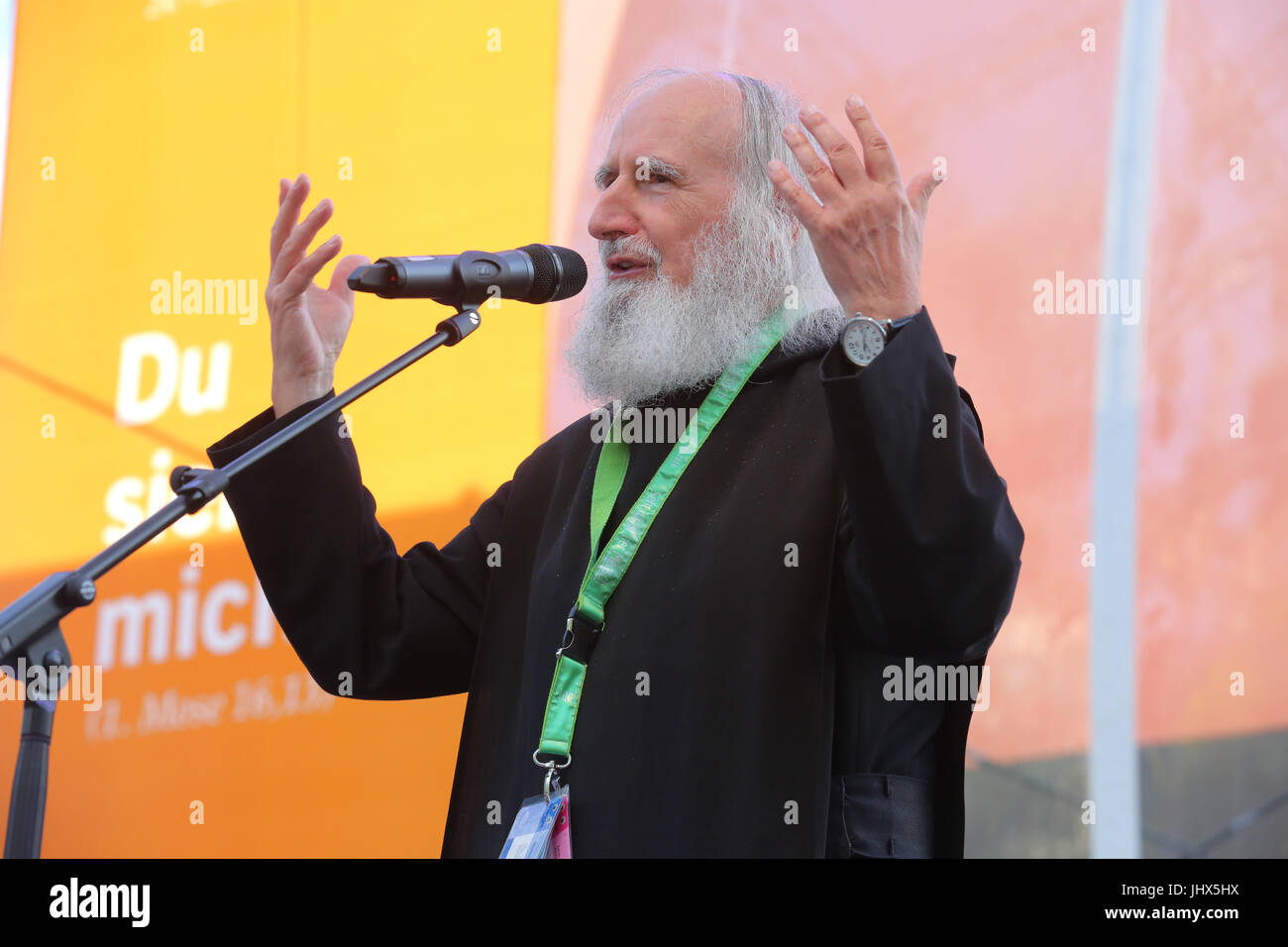 Roman catholic father Anselm Gruen (Grün) on stage during the 36th German Protestant Church Congress 2017 in Berlin, Germany Stock Photo