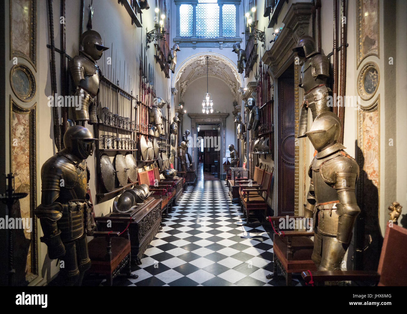 Milan. Italy. Museo Bagatti Valsecchi Museum, the Arms Gallery. Stock Photo