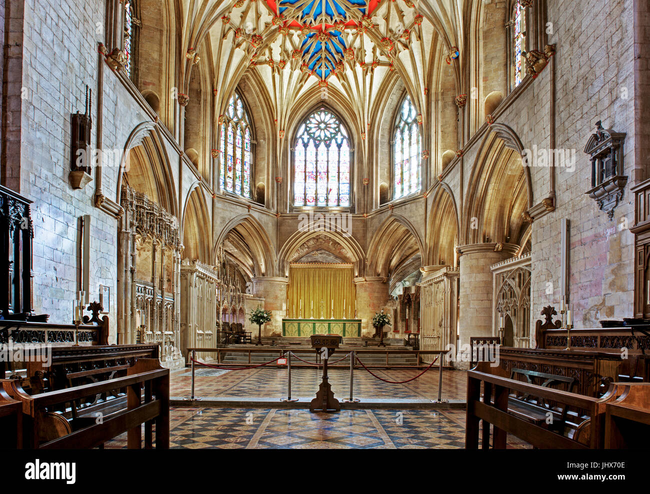 Interior of Tewkesbury Abbey, Gloucestershire, England UK Stock Photo