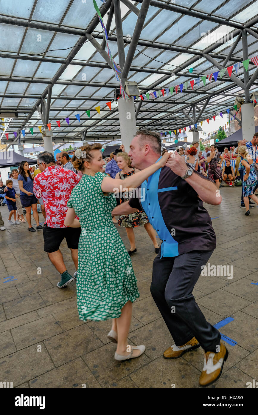 Couple Dancing at Swing East, 1950s music Stock Photo