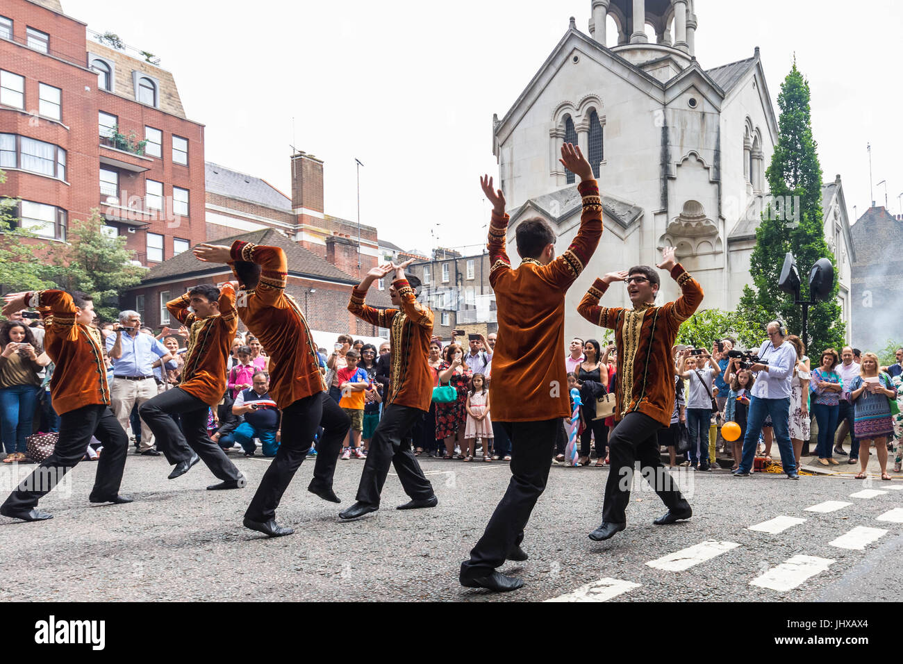 London, UK. 16th July, 2017. Dancers perform at the 7th Armenian Street Festival. © Guy Corbishley/Alamy Live News Stock Photo