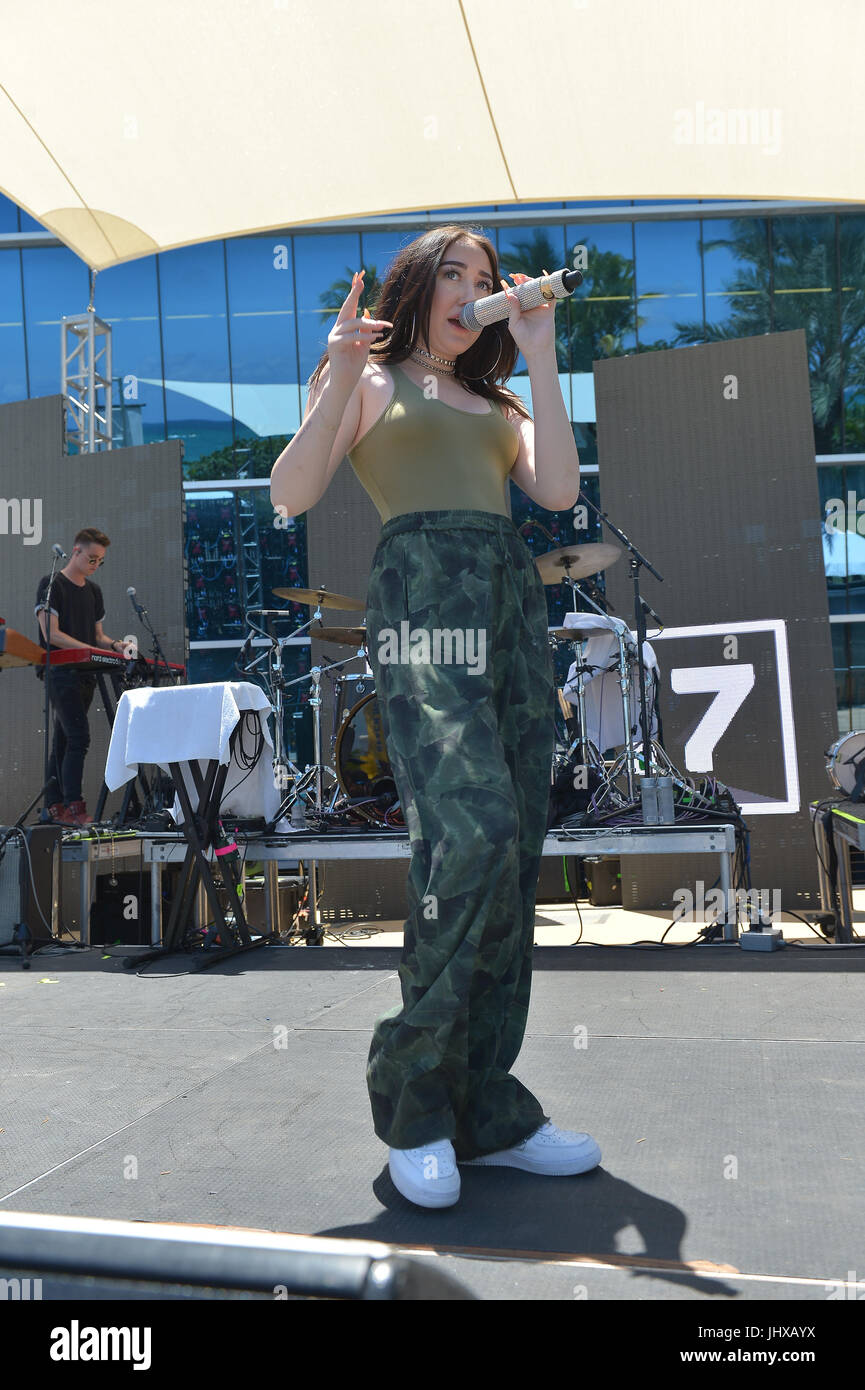 Miami Beach, FL, USA. 15th July, 2017. Noah Cyrus performs during Y100
