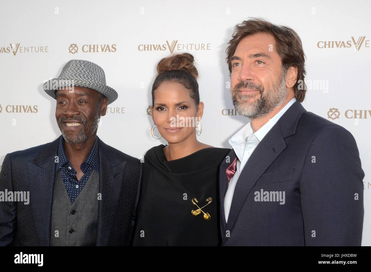 Los Angeles, CA, USA. 13th July, 2017. Don Cheadle, Halle Berry, Javier Bardem at arrivals for Chivas Regal's Win The Right Way Campaign and The Final Pitch of The Venture Party, LADC Studios, Los Angeles, CA July 13, 2017. Credit: Priscilla Grant/Everett Collection/Alamy Live News Stock Photo