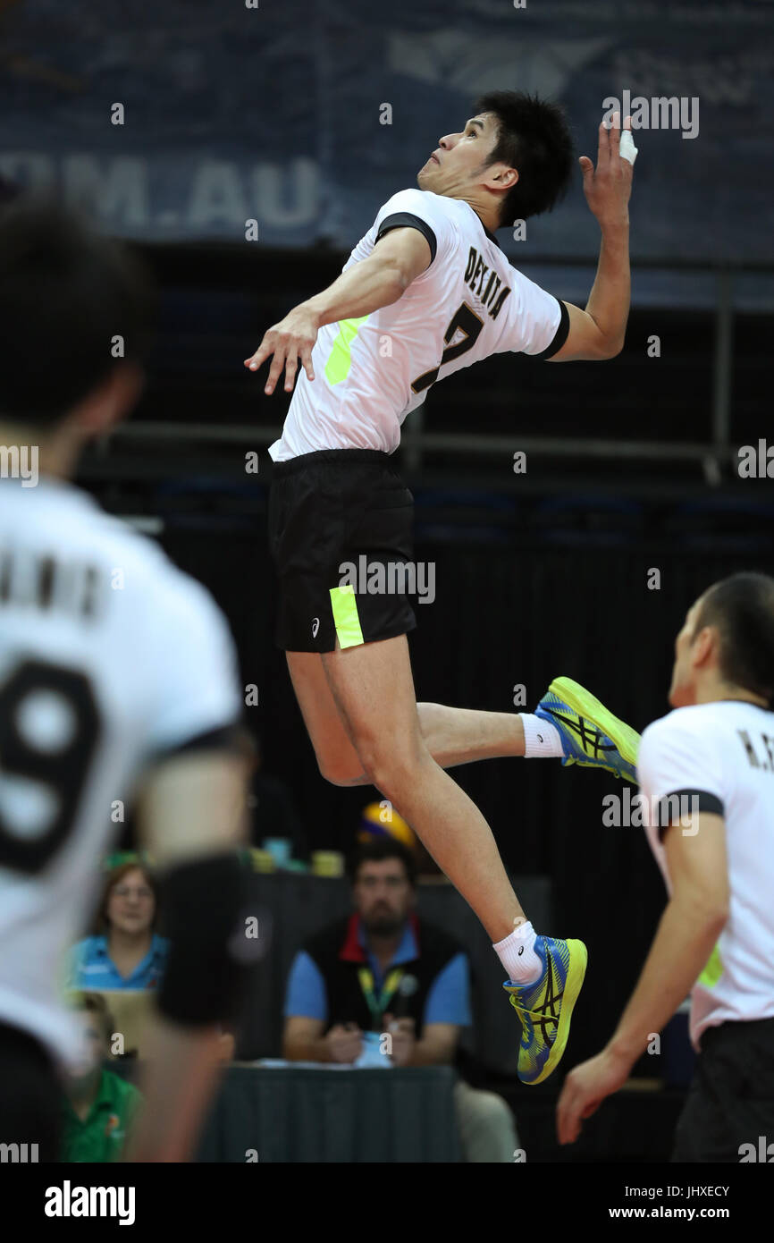 Canberra, Australia. 13th July, 2017. Takashi Dekita (JPN) Volleyball : 2018 FIVB Volleyball Men's World Championship Asian qualification Final round Pool B match between Japan and New Zealand at AIS Arena in Canberra, Australia . Credit: Takahisa Hirano/AFLO/Alamy Live News Stock Photo