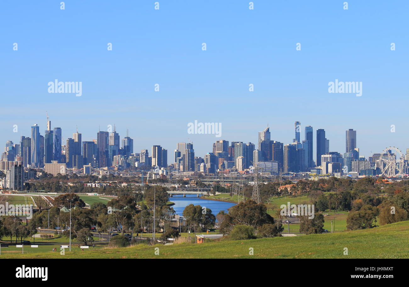 Melbourne downtown cityscape Australia Stock Photo Alamy